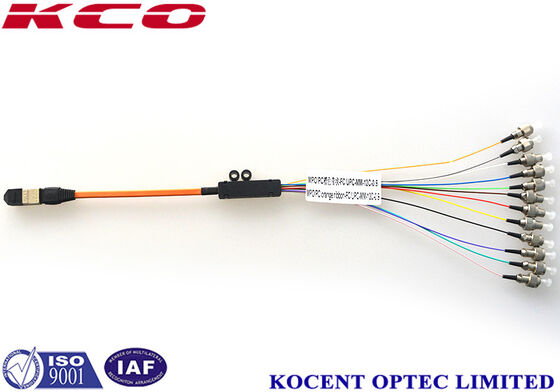 OM1 62.5 OM2 50/125 MPO-12 To ST Fiber Optic Breakout Cable Multimode Long Lifespan