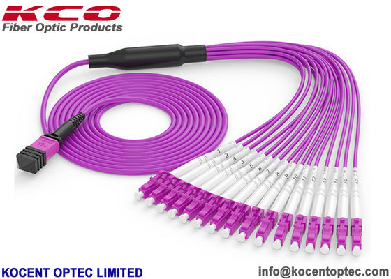 16 Core MPO Patch Cable Low Insertion Loss 0.35dB LSZH Jacket MPO Patch Cord for Data Center