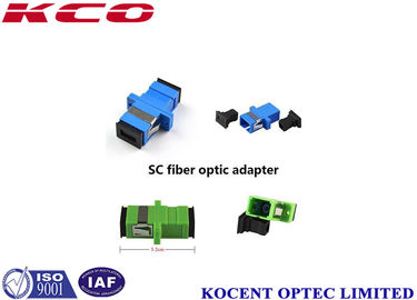 Blue SC/APC SC/UPC Fiber Optic Adapter with 0.10dB Repeatability and Flange for High Precision Alignment
