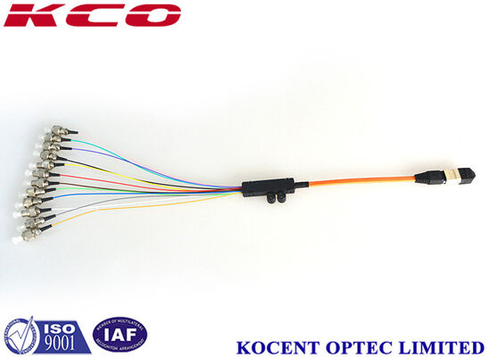 OM1 62.5 OM2 50/125 MPO-12 To ST Fiber Optic Breakout Cable Multimode Long Lifespan